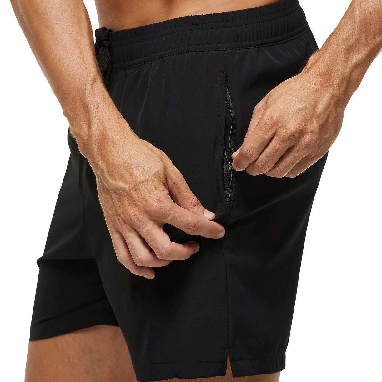 New mens beach pants sports shorts quick drying running training pants with liner casual pants sports pants