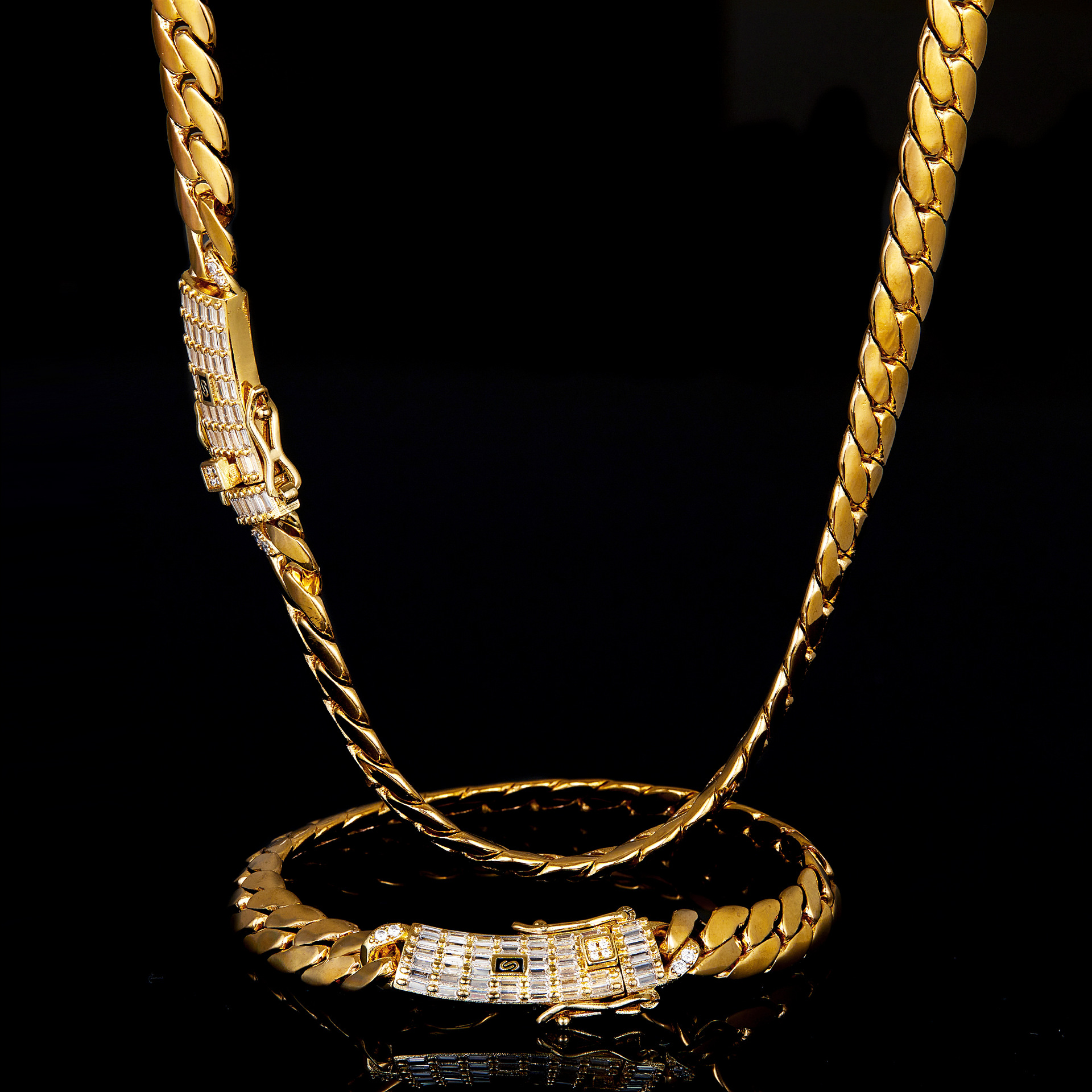 10mm Stainless Steel 18k Gold Plated Miami Snake Cuban Chain Necklace Jewelry