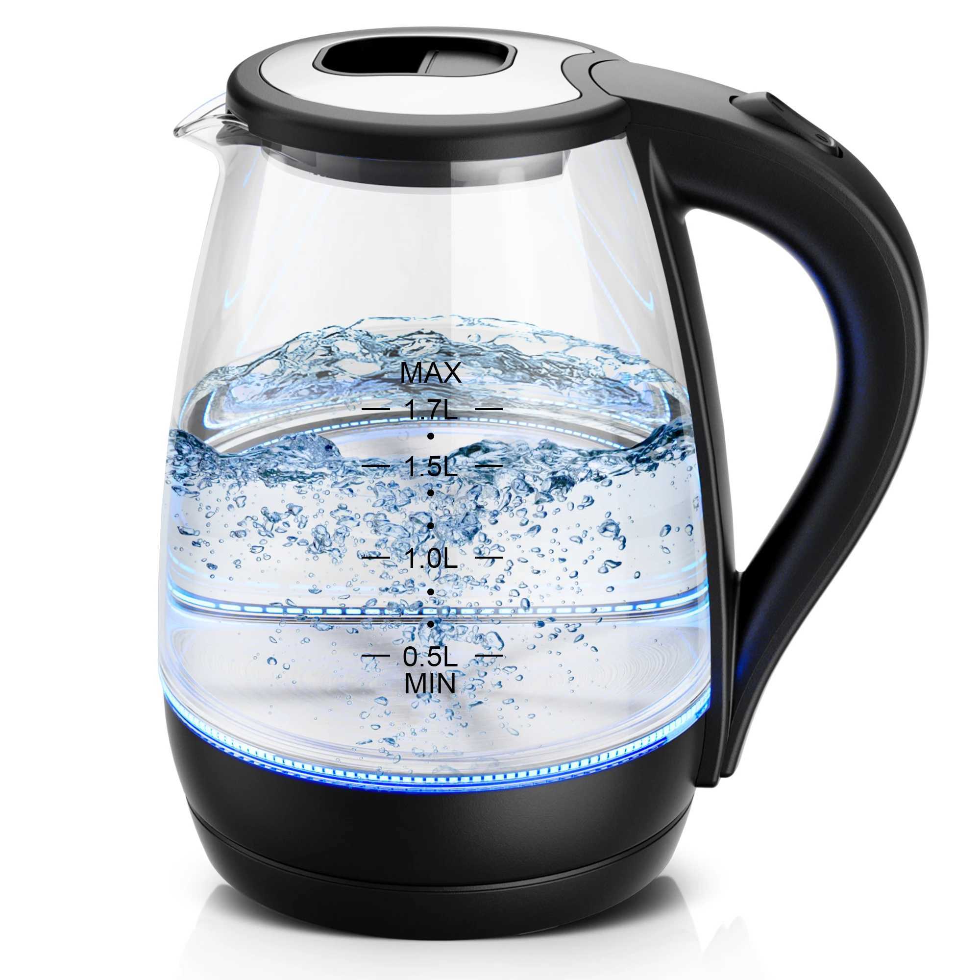 1.7L borosilicate electric kettle with LED indicator light fast heating hot water boiler Y241102