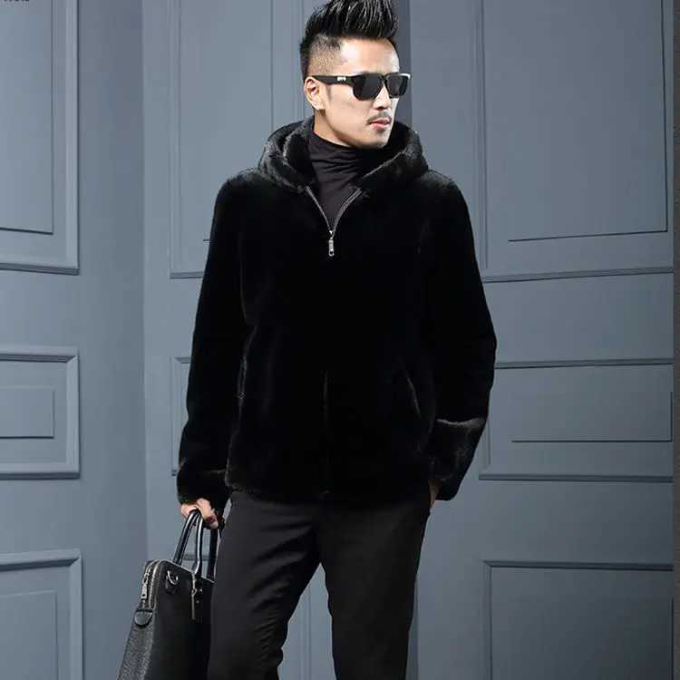 Autumn Winter 2022 New Mens Faux Mink Fur Coat Lapel Thick Warm Jackets Fashion Mens Eco-Friendly Faux Fur Coats Jackets T79XJ241102