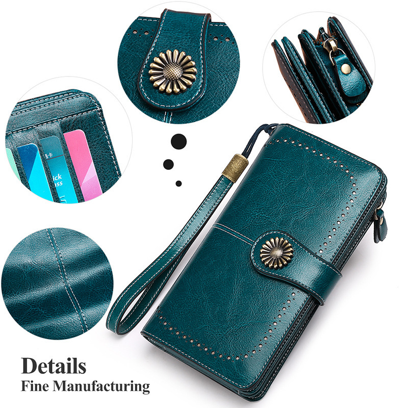 Anti magnetic wallet new Korean version women's cowhide wallet large capacity designer handbag card bag