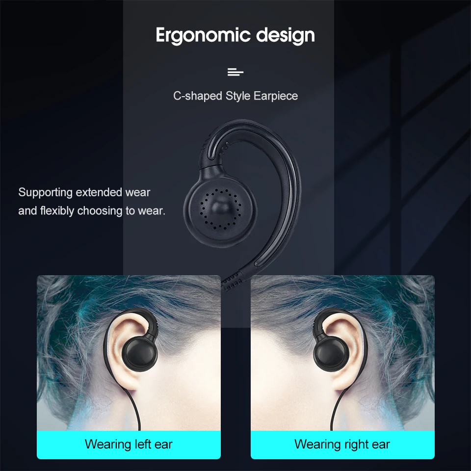 Retevis EEK021 Walkie-talkie Earpiece G Shape for Baofeng Walkie Talkie Headset UV5R UV82 for Kenwood for Motorola Two-way Radio