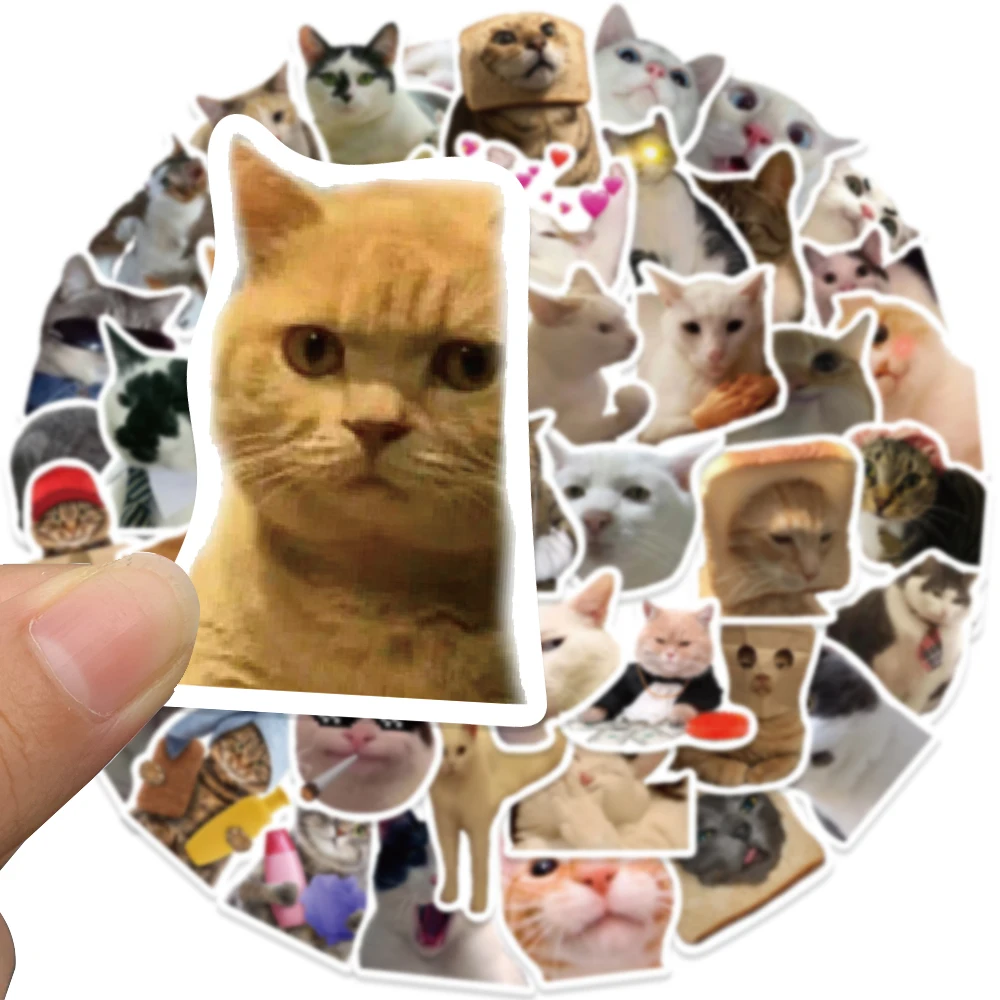 50PCS Cute Cat Stickers new Vinyl Waterproof Funny Cats Decals for 2025 Water Bottle Laptop Skateboard Scrapbook Lage Kids Toys