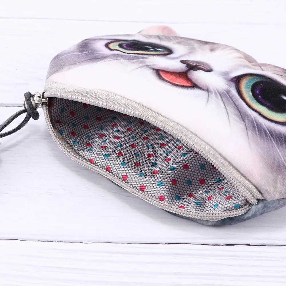 New DIY Woman Cute Design Big Face Small Tail Coin Bag with Zipper Carto Zero Wallet Head MeowXJ241111