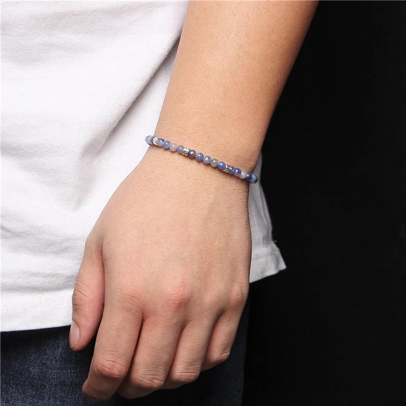 Adjustable 4mm Stone Beads Bracelet Sodalite Chalcedony Woven Bangle Handmade Braided Bracelets For 2025 Women Men new Reiki Jewelry