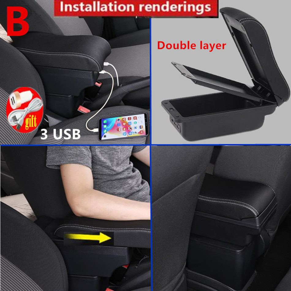 For Fiat Grande Punto Armrest box For Fiat Punto car armrest box central Storage box Interior Retrofit with USB Car Accessories