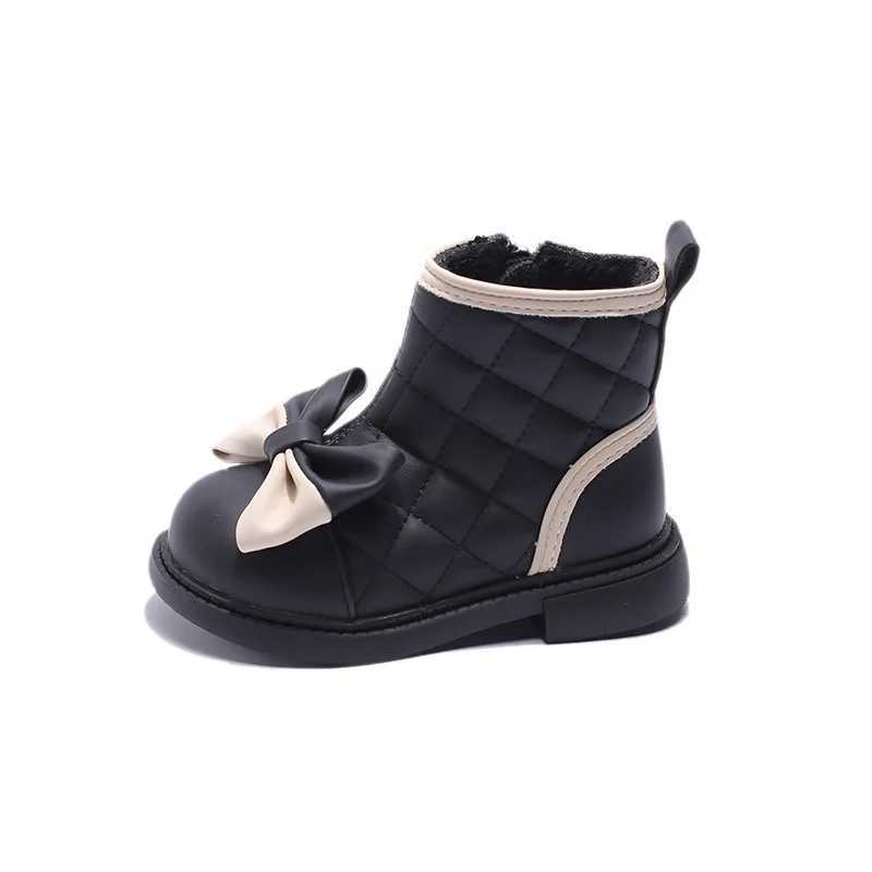 Winter student holiday Par dress shoes girl princess cotton shoes childrens cute bow boots cold resistant shoes M241102