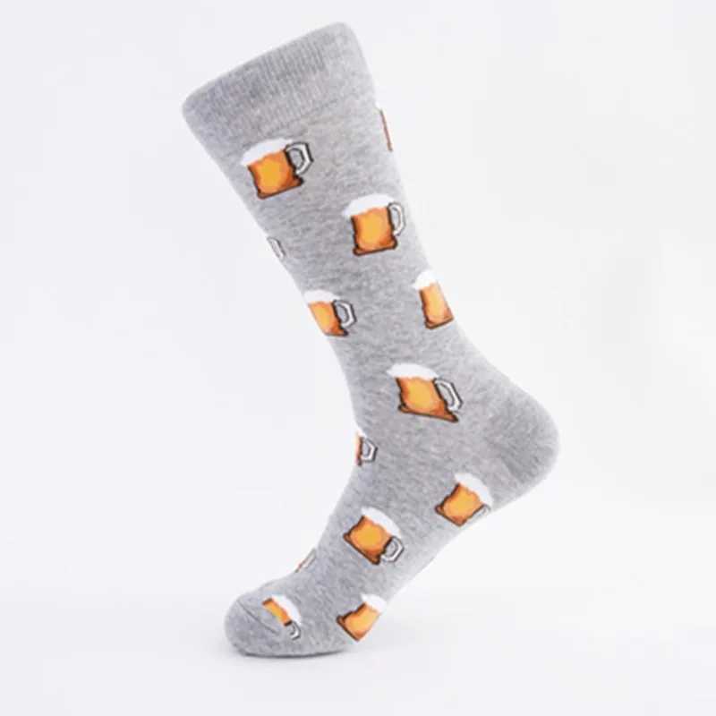 2020 New Large Cartoon Mens Cotton Socks with Beer Burger Mens Happy Socks Meias 51401 X2503191