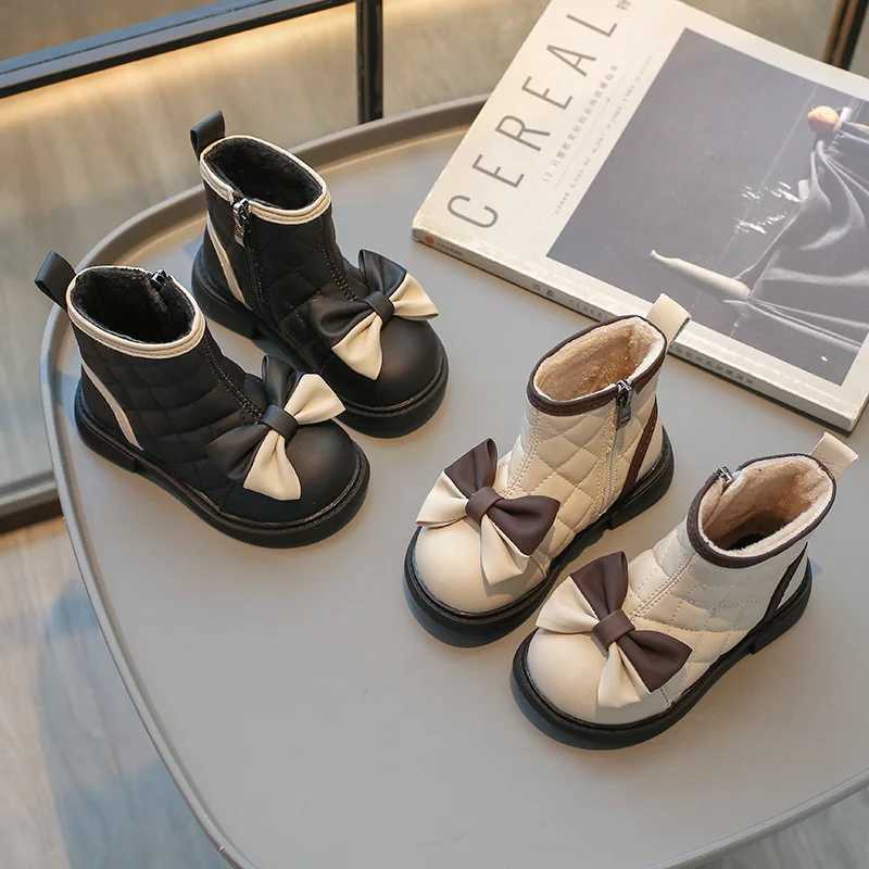 Winter student holiday Par dress shoes girl princess cotton shoes childrens cute bow boots cold resistant shoes M241102