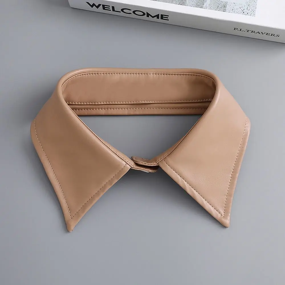 PU Leather Fake 2025 Collar Vintage Detachable Shirt Collar for Women Blouse Sweater new False Collar Lapel Top Neck Shoulder Wraps Tie