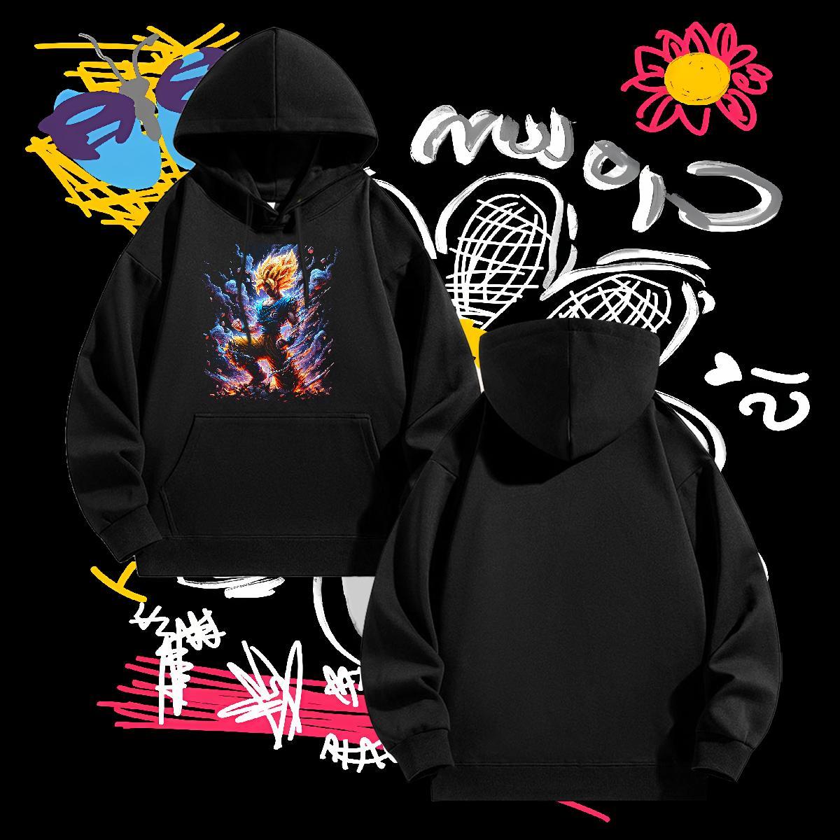 Stylist Men Hoodie Hooded Collar Brand Men Clothes Hoodie Plus Size Cartoon Wear Sport Velvet Thick