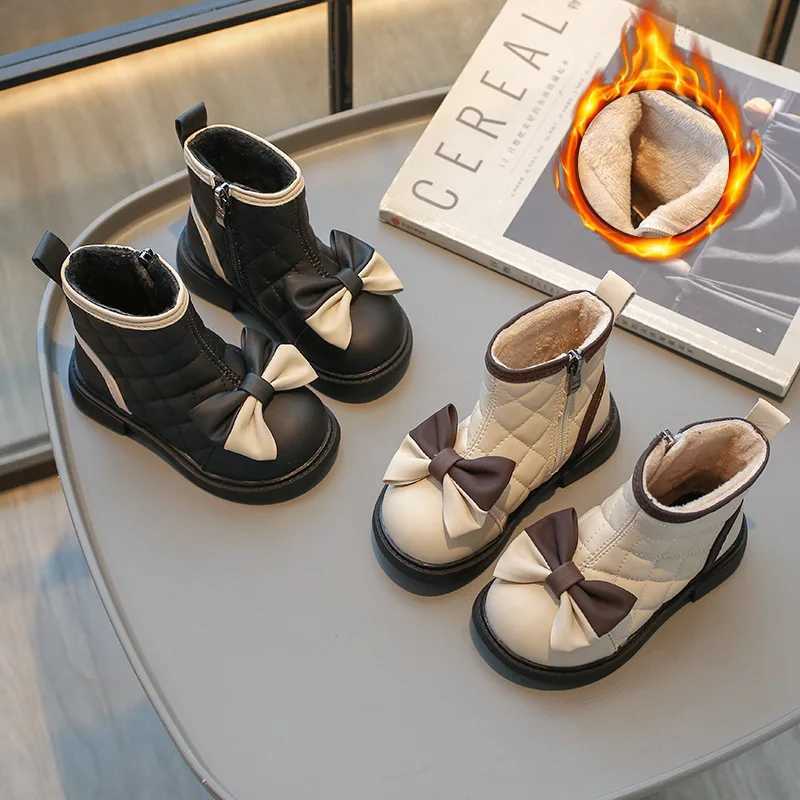 Winter student holiday Par dress shoes girl princess cotton shoes childrens cute bow boots cold resistant shoes M241102