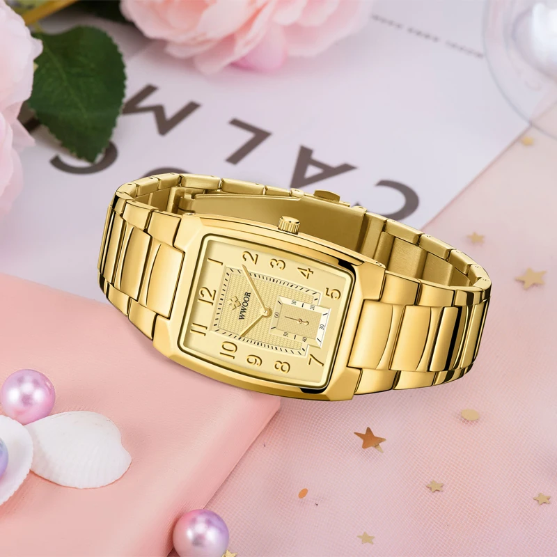 WWOOR 2022 New Gold Women new Watches Creative Steel Women's Bracelet Wrist Watches Ladies Square 2025 Waterproof Female Relogio Feminino