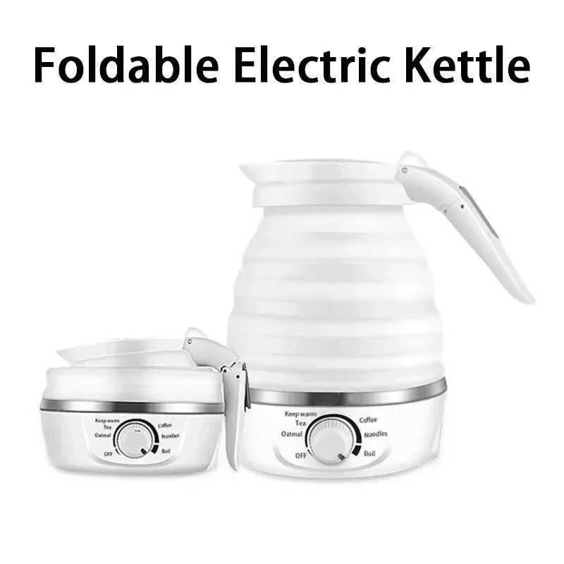 Foldable electric kettle travel 110/220V 0.6L 600W household teapot mini kettle food silicone portable teapot Y241102