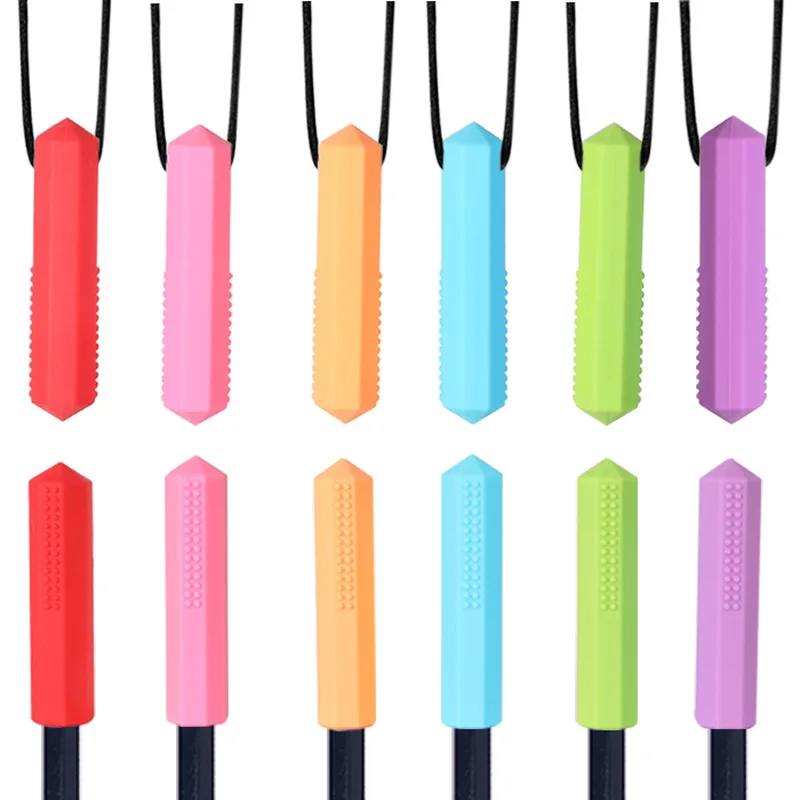 1 Pack Sensory Chewable Necklace Brick Chewy Kids Silicone Bite Pencil Tip Teeth Toy, 2025 Silicone Teeth for new Autistic Kids