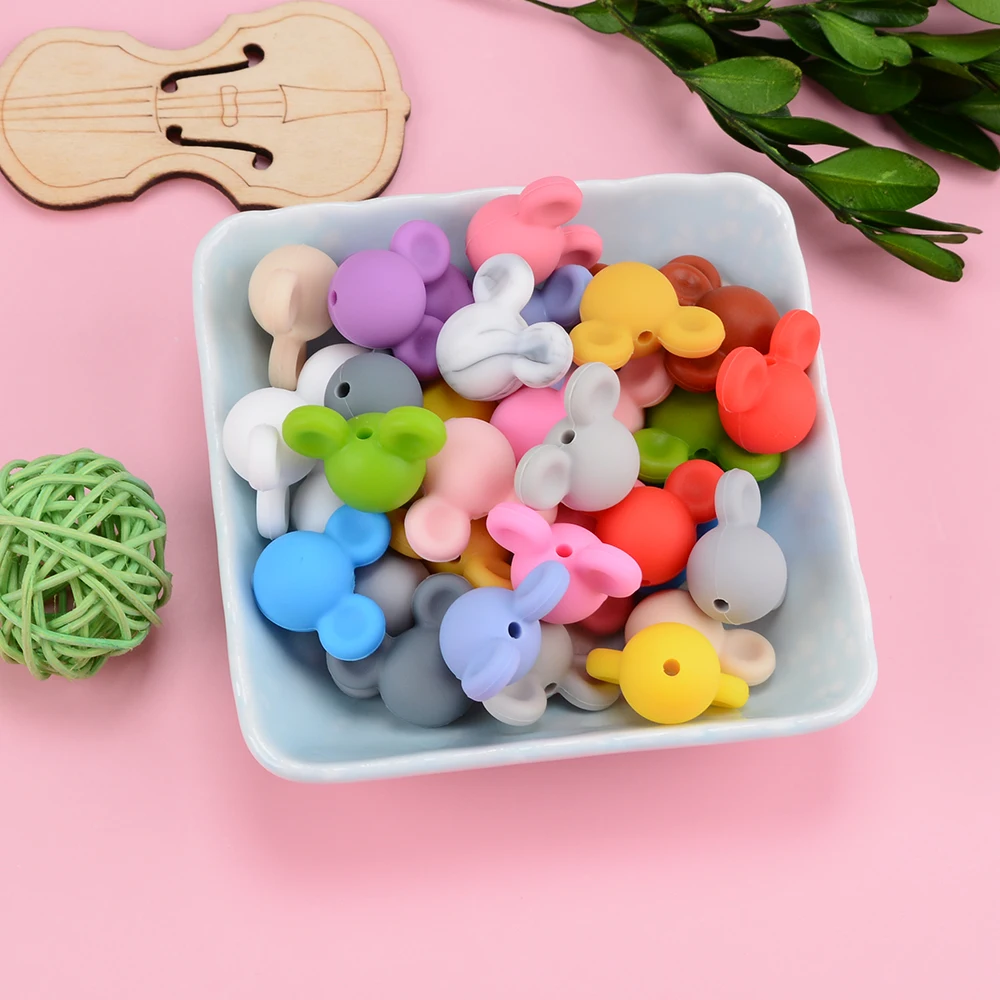 Silicone Beads Food Grade Baby 2025 Teether Toy Soft Chew Teething BPA Free DIY new Charm Necklace mouse Silicone Perle