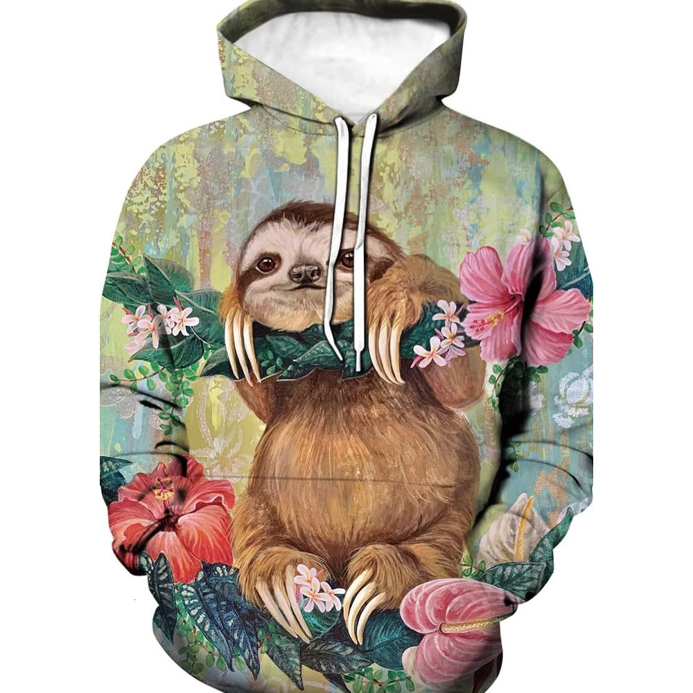 Hoodie for Mens Womens Mens Funny Hoodie Animal Sloth Graphic Casual The soulful look of a sloth Sweatshirt Hoodies Graphic Hoodies sweatshirt Pullove