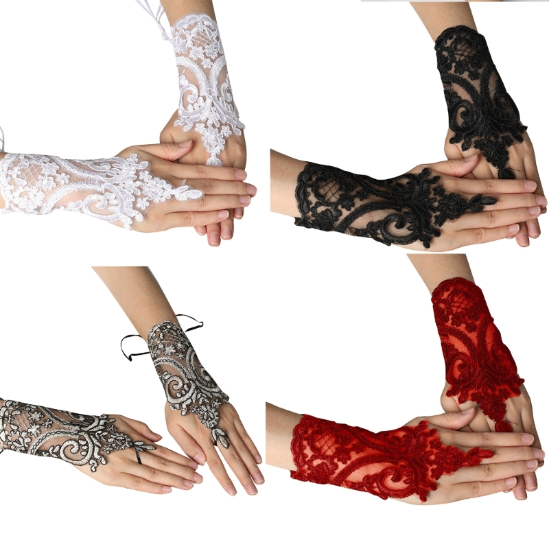 28TF pulsera de ence bordado para fiesta 2025 de boda new guante Medieval antideslizante para mujer