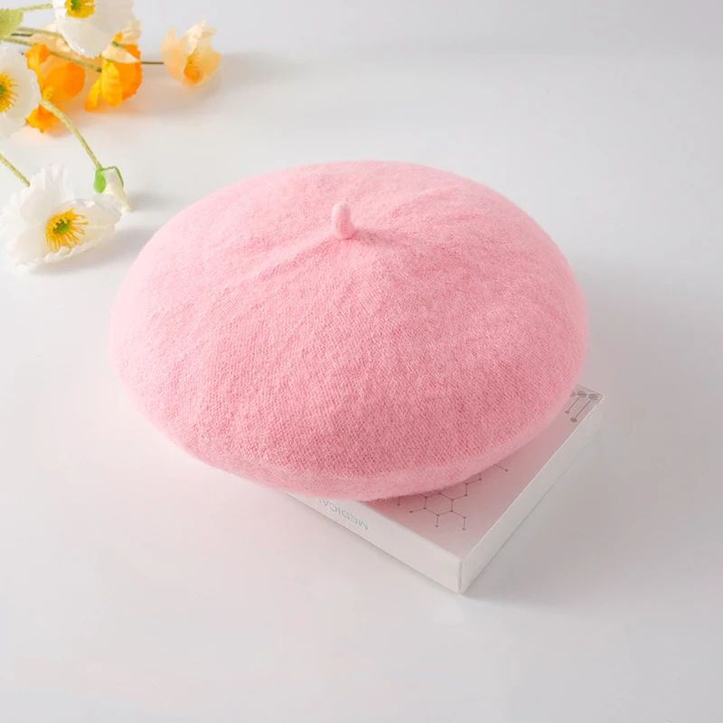 Candy Colors new Wool Knitted Beret for Girls Hair Accessories Cute Baby 2025 Painter Beanie Hat Spring Color Knit Children Berets Cap