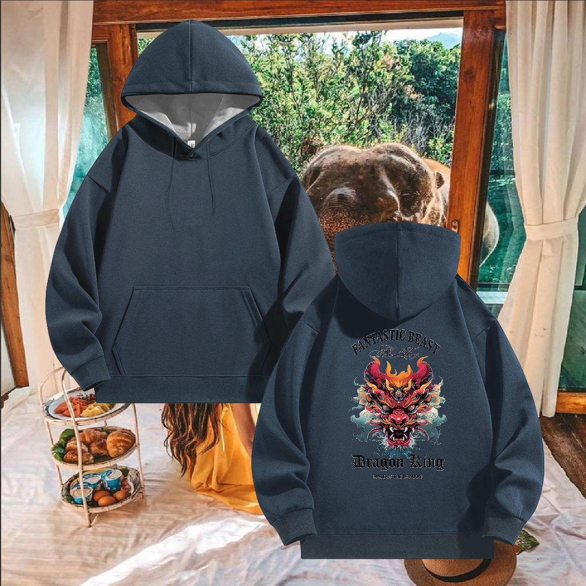 DIY Men Hoodie DIY Printed Popular Men's Hooded Sweatshirt Tops Autumn Winter 350g Cotton Long Sleeve Soft
