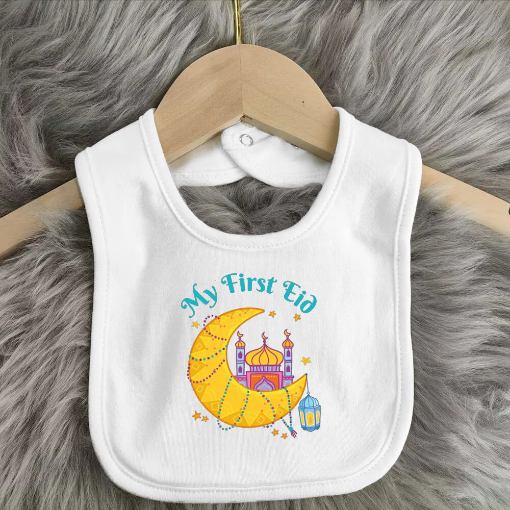 My First new Eid & 2025 Ramadan Baby Bibs Boy Girl Bib Happy Eid Mubarak Infant Saliva Towel Infant Muslim Islamic Festival Keepsake Gift