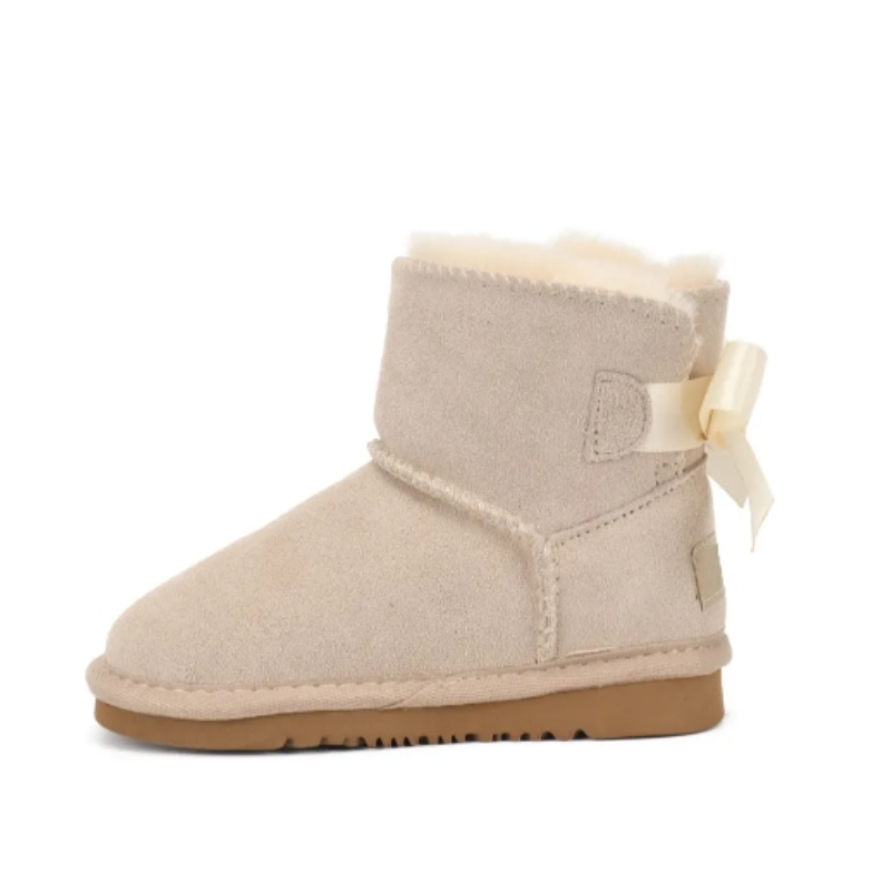 Women Kids Snow Boots Weird Butterfly-knotted Back Leather Shoes Fashionable Flat Shoes19