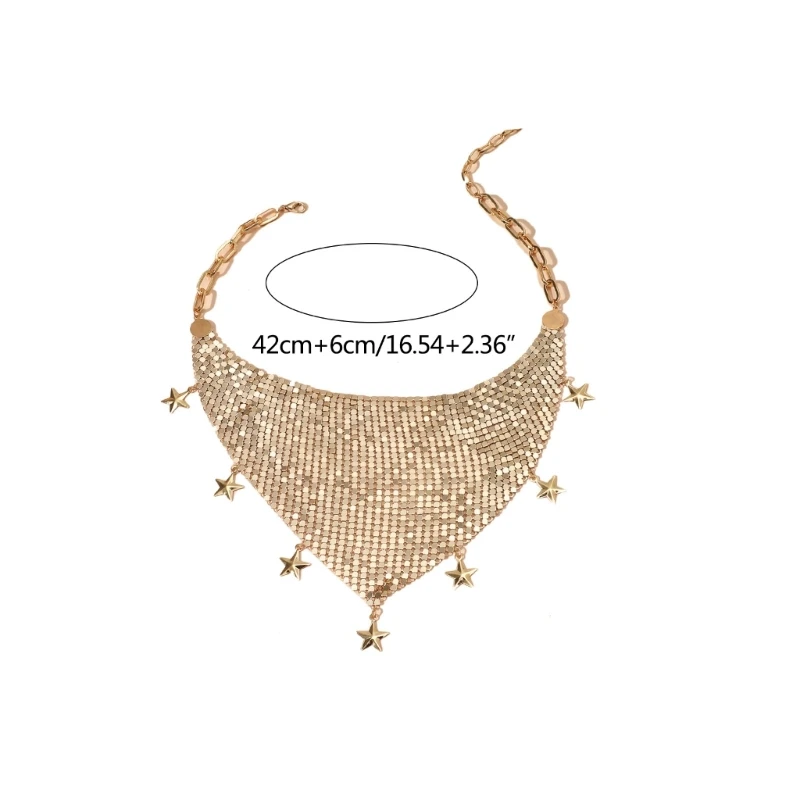 Vintage Scarf Necklace Bling Collar Neckerchief Women Jewelry Lustrous Choker Necklace Female new Party 2025 Sequin Necklace