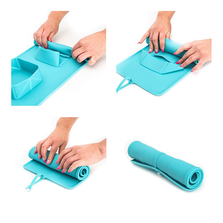 cross border Pet Silicone Folding Bowl Anti slip Dog Double Bowl Plush Bag Dog Bowl Outdoor Pet Portable Cat Bowl Food