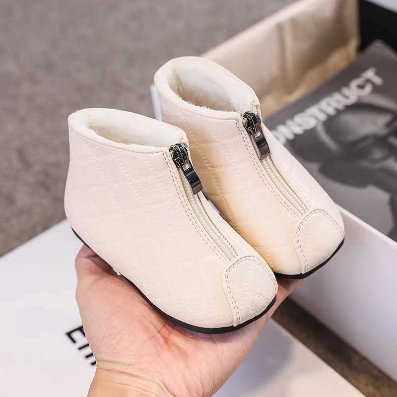 Womens boots Soft and breathable babys first walking shoes front zipper solid color casual childrens fashionable cotton boots M241102