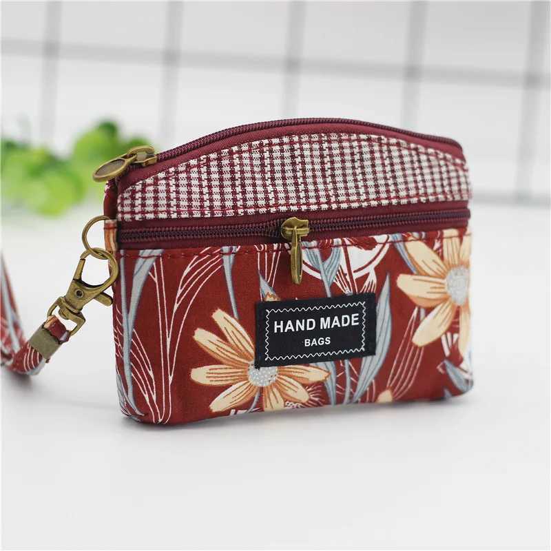 Womens Cott Floral Printing Coin Purse Female Short Wallet Small Mey Pouch Cluh Card Bag Ladies Handbag Bolsa for GirlsXJ241111