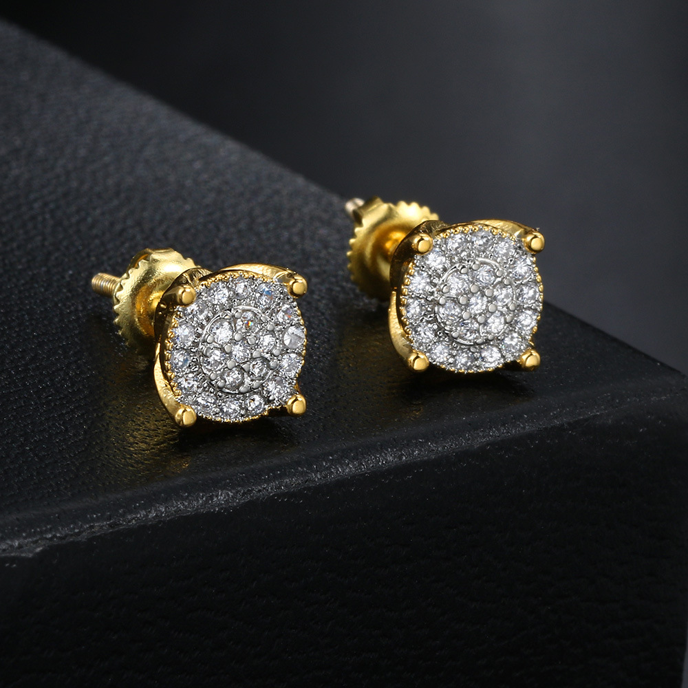 Hip Hop Personalized Thread Earrings Couple Same Style Full Diamond Zircon Earrings Popular Ear Accessories Wholesale
