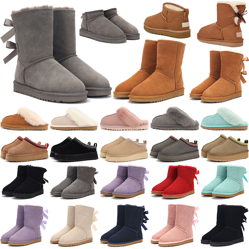 free shipping designer boots australia women booties tasman tazz slippers platform classic ankle short bow fur chestnut black pink grey brown snow boot shoes
