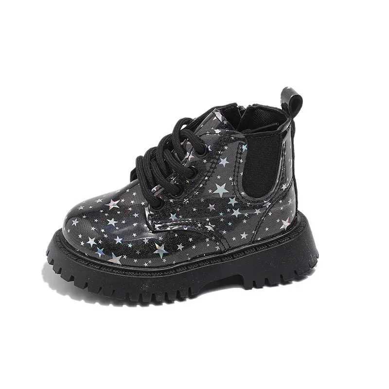 Shining star glitter girl fashion princess ankle boots autumn new item side zipper leather boots M241102
