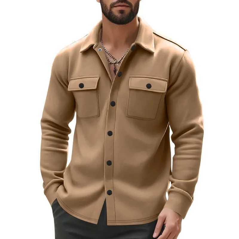 Autumn and winter new jacket classic solid color lapel LTI pocket casual mens jacket W241102