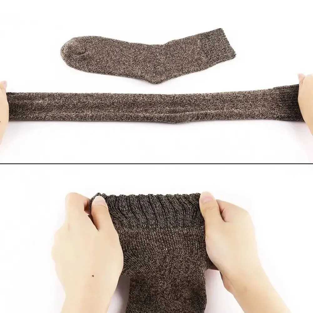 5 Pairs Mens Retro Solid Color Casual Wool Winter Warm Mid Length Sock Ultra Thick Harajuku Men Antifreeze Cashmere LX241102