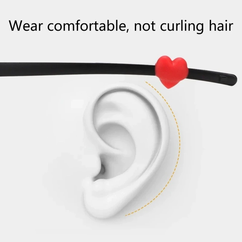 10 Pairs new Heart Shape Glasses Anti-slip Silicone Ear Clip Adult Kids Eyeglass Strap Holder Ear Grips Hook for 2025 Sports Daily Wear