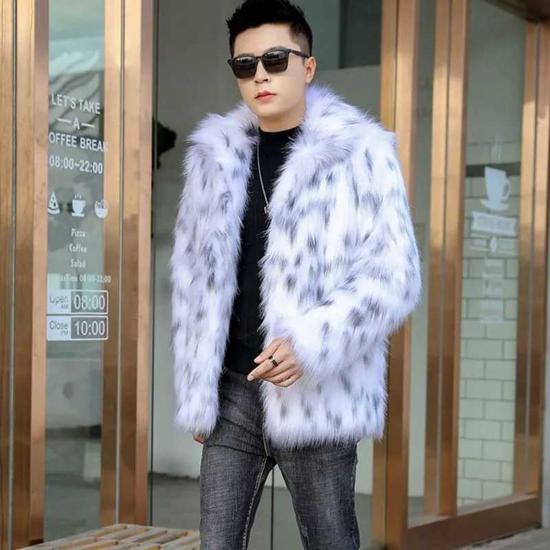 Mens clothing new warm fur coat winter leisure fox fur short coat loose jacketXJ241102