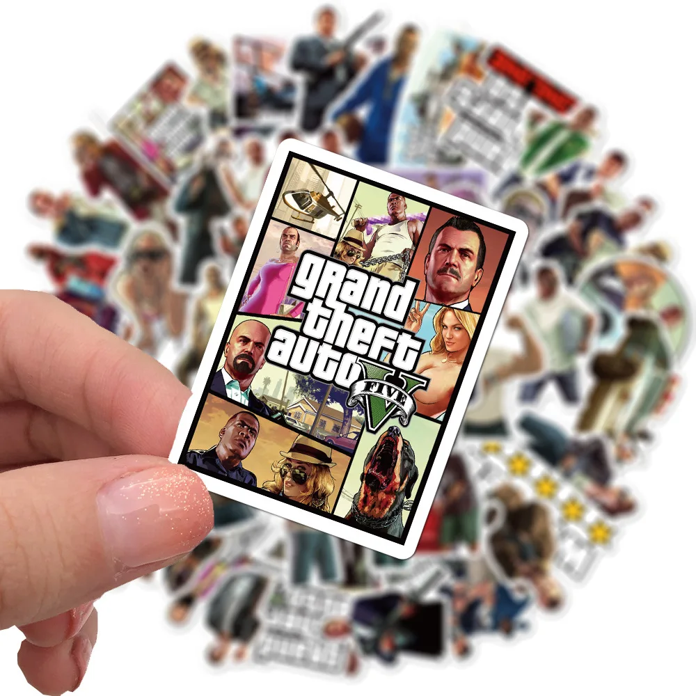 new 50Pcs Game GTA Stickers 2025 for Laptop Skateboard Guitar Phone Lage Car Vinyl DIY Decals Cool Waterproof Sticker Kids Toy
