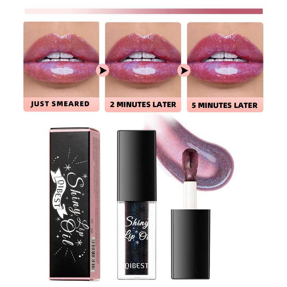 QIBEST Moisturizing Color Changing Lip Oil Glossy lipstick Makeup Shiny Black Lip Color Coloring lipstick Care Cosmetics W241101