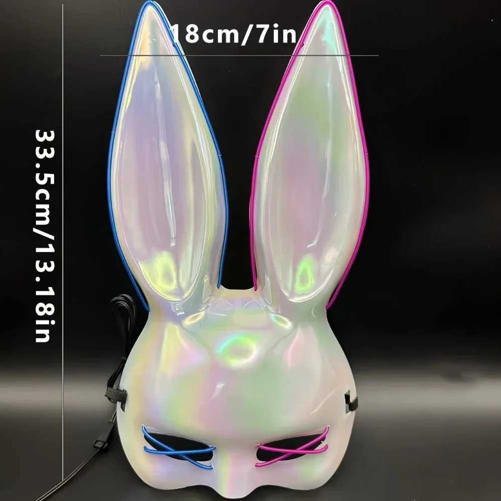 LED Rabbit Mask Sexy Rabbit Girl Mask Halloween Cute Animal Female Half Face Luminous Mask Role Playing Prop Cool Appearance Y241101