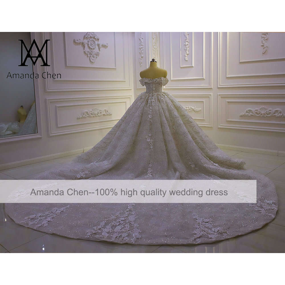 Off Shoulder Lace 3D wers Wedding Dress