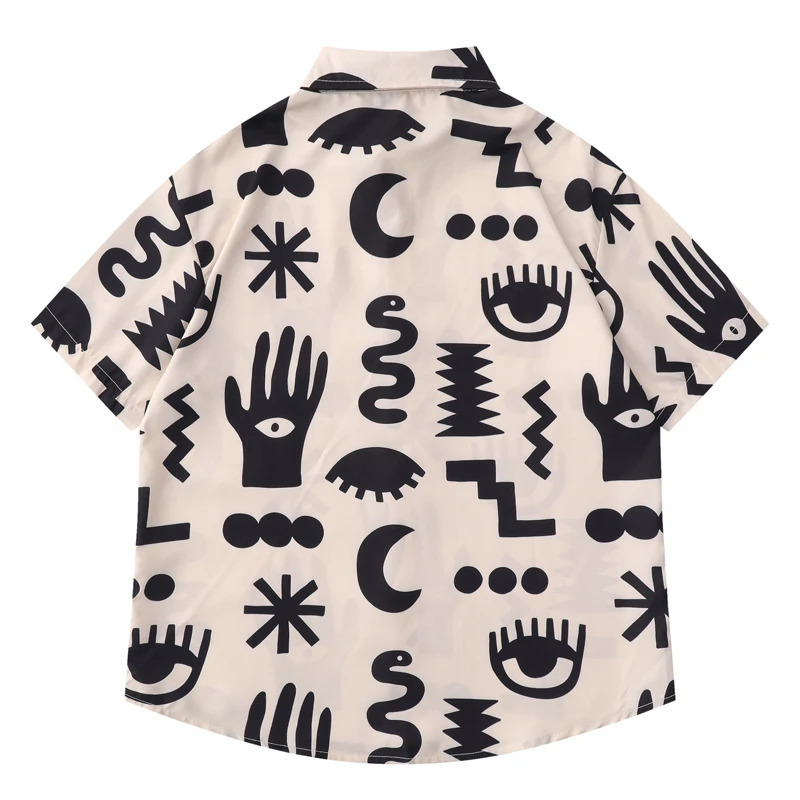 Oversize Men Hawaiian Shirt 2024 Summer Hip Hop Personalized Print Cartoon Graphic Beach Shirts Short Sleeve Casual Women Blouse 240329