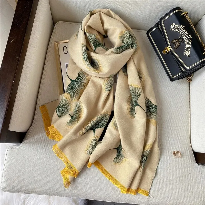 Thick 2025 Cashmere new Like Poncho Blanket Scarf Women Winter Pashmina Warm Shawl Wraps Bufanda With Tassel Casual Print Accessories