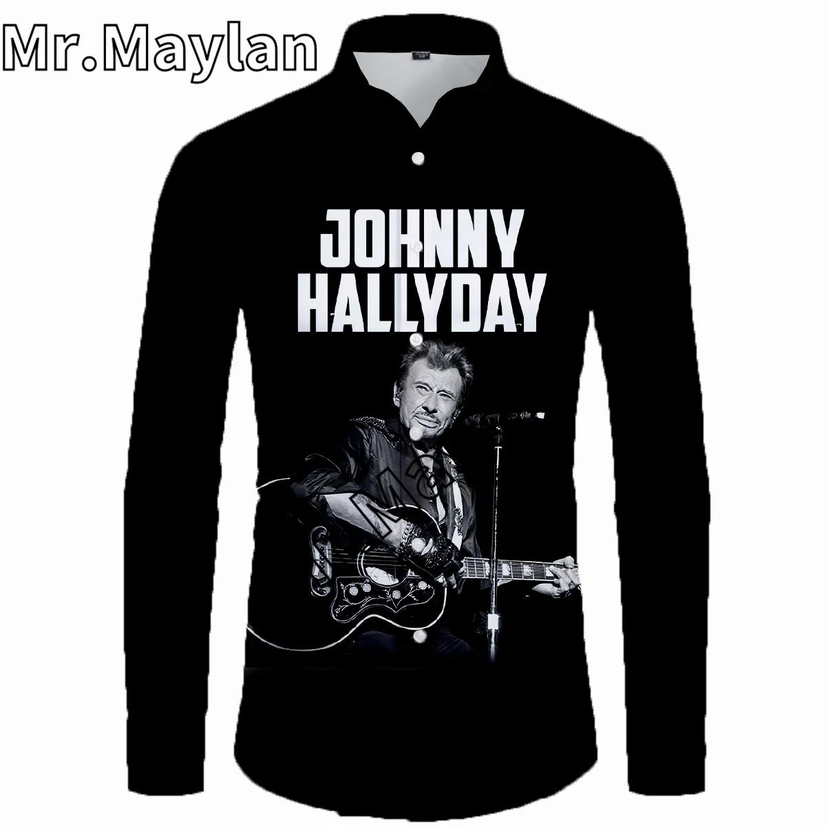 Johnny Hallyday 3D Shirt Hawaiian 2025 Shirt Men Summer Long Sleeve Shirt Men new Shirts 2023 Oversized 5XL shirt Camisas Masculinas-0167