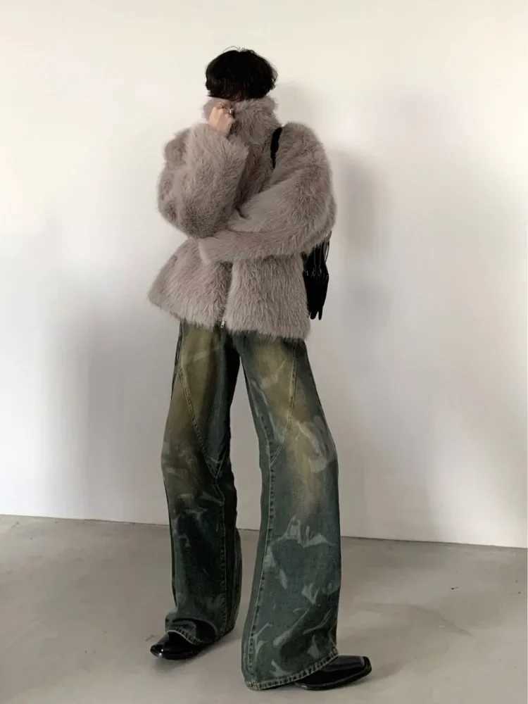 Korean Fashion Faux Mink Fur Jacket Men Winter Thickened Cotton Clothing Temperament Senior Sense of Streetwear Faux Fur CoatXJ241102