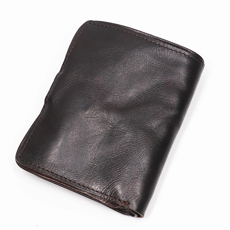 Genuine Leather Wallet For Men Original Cowhide Vintage Handmade Short new Bifold Slim Rfid 2025 Men's Purse With Card Holder Top Quality