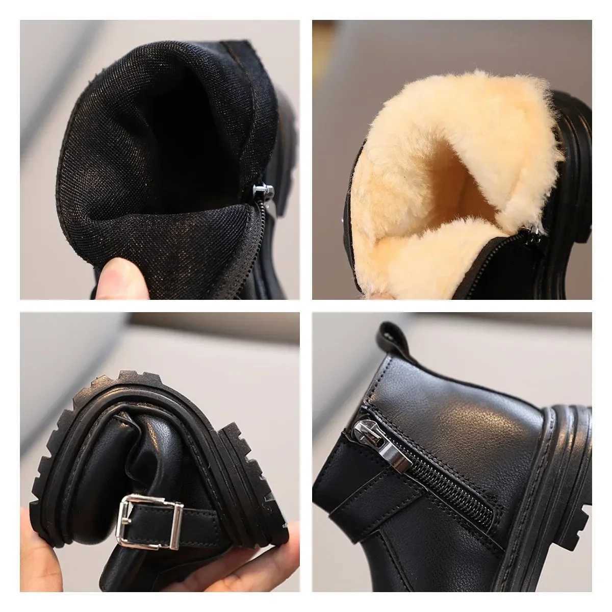 Preschool boots baby shoes autumn and winter fashionable buckle Chelsea boots boys and girls casual shoes childrens leather warm snow boots M241102