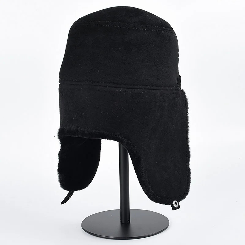 Ushanka Winter Ear Cap Autumn Russian Bomber Hat Mens Outdoor Warm Snow Artificial Fur Hat Dad Pilot Trap Hat 241031