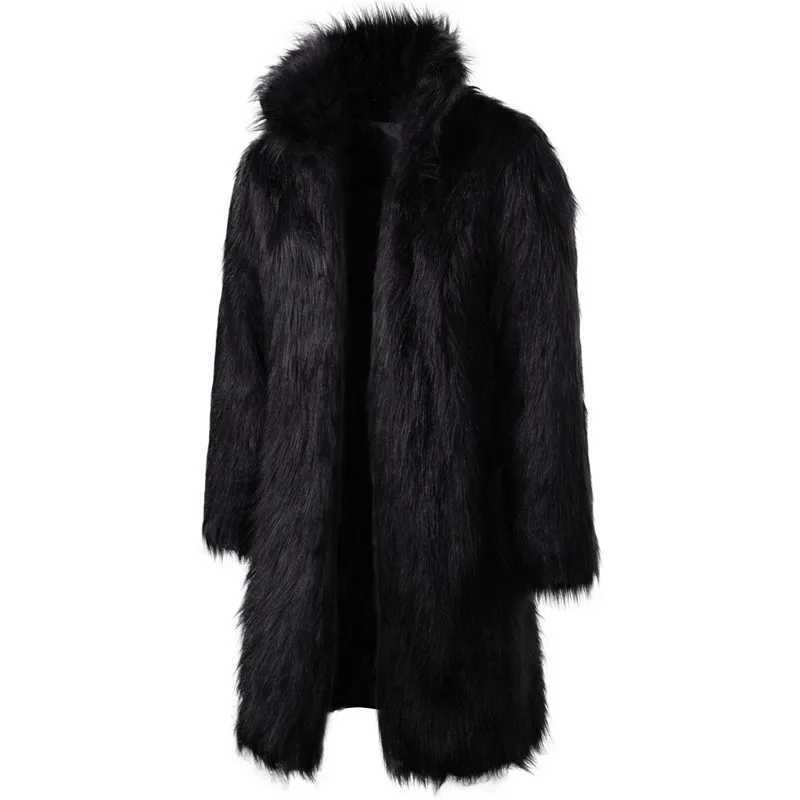 Mens Winter Clothing Imitation Fur Coat Quick Sale Black and White Fashion Personality Casual Mens Long Fur CoatXJ241102
