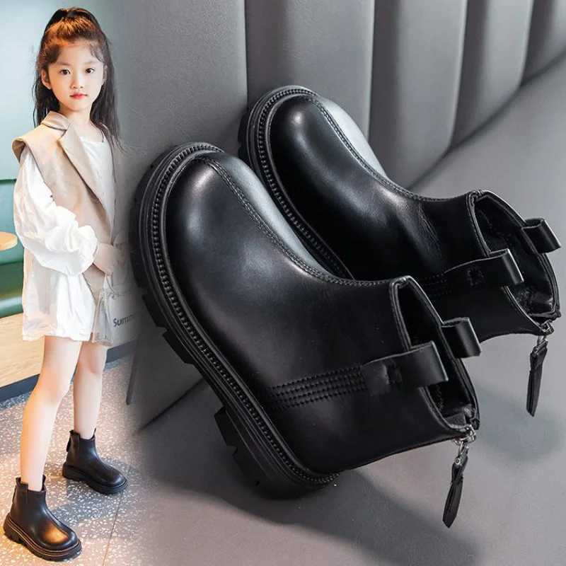 Girls ankle boots childrens rubber boots unisex fashion autumn winter back zipper simple classic childrens winter shoes anti slip M241102